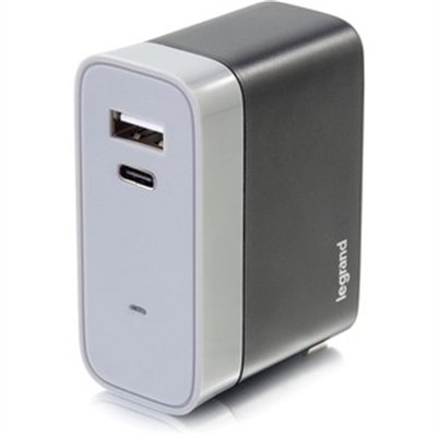 C2G 2-Port USB C + USB A Wall Charger - Dual Port Power Adapter - 5V/5.4A