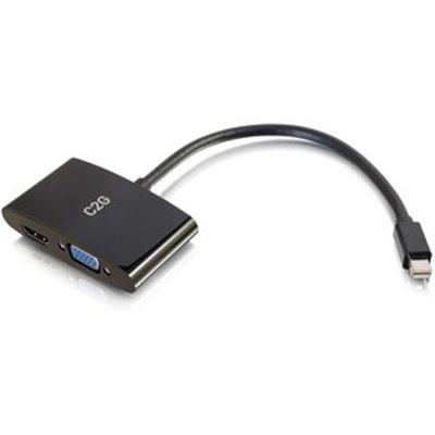 C2G 8in Mini DisplayPort to HDMI or VGA Adapter Converter - 4K - Black - video converter - black