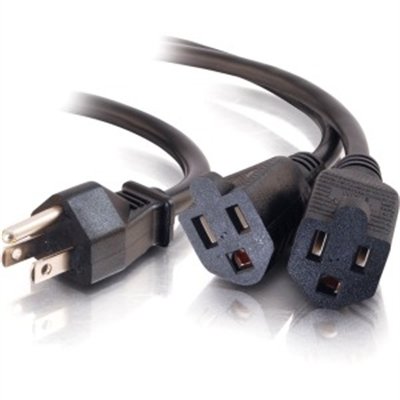 C2G 6ft 1-to-2 Power Cord Y Splitter - 16 AWG - NEMA 5-15P to 2x 5-15R