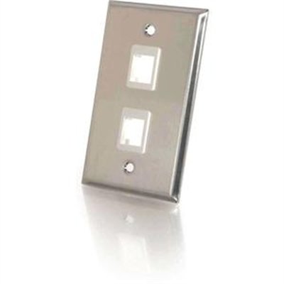 C2G 2-Port Keystone Single Gang Wall Plate - Stainless Steel