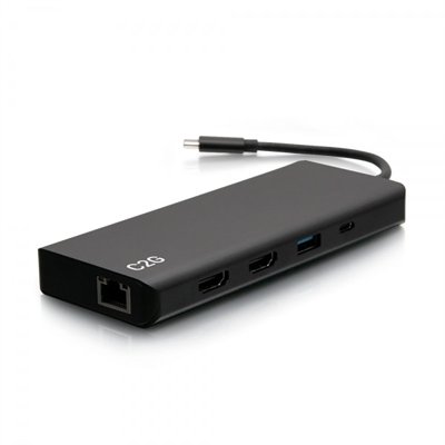 C2G USB C Docking Station - Dual Monitor Docking Station with 4K HDMI, USB, Ethernet, and AUX - Power Delivery up to 60W - GigE