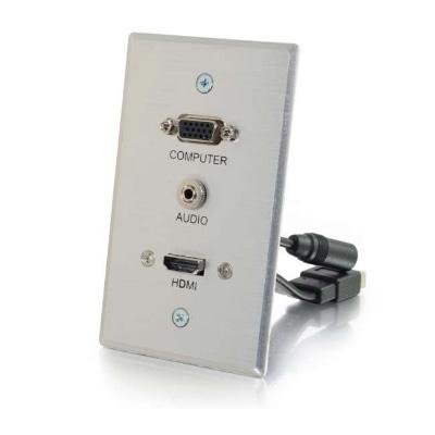 C2G HDMI, VGA and 3.5mm AUX Pass Through Single Gang Wall Plate