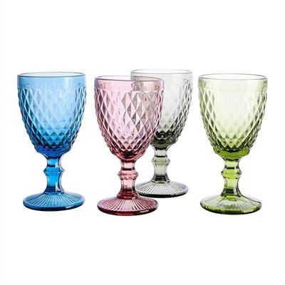 Asst 4pc 11 Oz Goblet Glasses