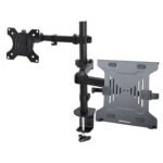 StarTech.com Monitor Arm with VESA Laptop Tray, Adjustable Desk Laptop Arm, C-clamp/Grommet Mount