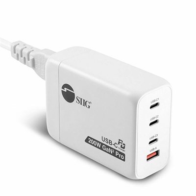 SIIG 200W GaN PD Combo Charger - 3C1A power adapter - USB, 3 x USB-C - 200 Watt