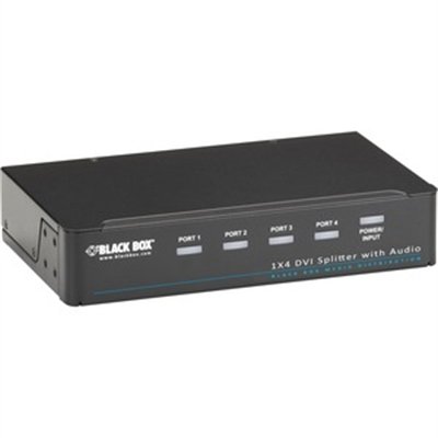 Black Box DVI-D Splitter with Audio and HDCP, 1 x 4 - video/audio splitter - 4 ports - TAA Compliant