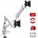 SIIG mounting kit - adjustable arm - for 2 monitors - silver - TAA Compliant