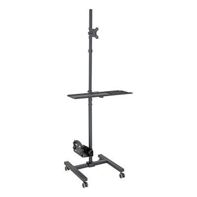 Tripp Lite Mobile Workstation TV Floor Stand Cart Height-Adjustable w/ Monitor Mount 17-32in - cart - for LCD display / keyboard / mouse / CPU - black