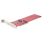 StarTech.com Dual M.2 PCIe SSD Adapter Card, PCI Express 4.0 x8/x16 to Dual NVMe or AHCI, PC/Linux