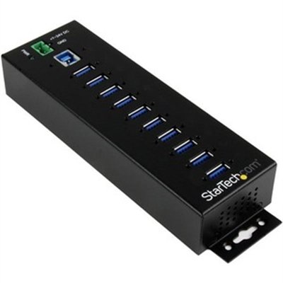 StarTech.com 10 Port USB Hub w/ Power Adapter - Metal Industrial Hub USB 3.0 5Gbps Data - Mountable