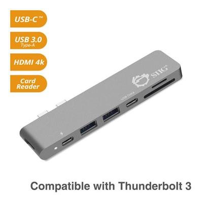 SIIG Thunderbolt 3 USB-C Hub HDMI with Card Reader & PD Adapter - docking station - USB-C 3.1 / Thunderbolt 3
