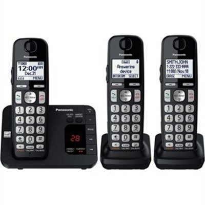 Panasonic KX-TGE433 - cordless phone - answering system with caller ID/call waiting + 2 additional handsets - 3-way call capability