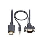 Tripp Lite HDMI to VGA + Audio Active Converter Cable, HDMI to Low-Profile HD15 + 3.5 mm (M/M), 1920 x 1200/1080p @ 60 Hz, 15 ft - video / audio cable - HDMI / VGA / audio - 15 ft