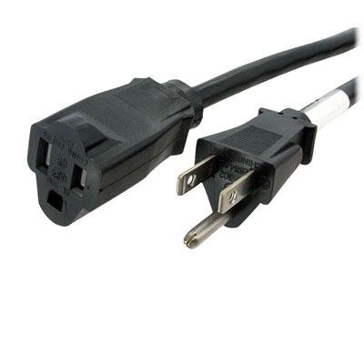 StarTech.com 6ft (2m) Power Extension Cord, NEMA5-15R to 5-15P Black Extension Power Cable