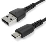 StarTech.com 1m USB A to USB C Charging Cable - Durable Fast Charge & Sync Aramid Fiber 3A Black