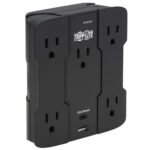 Tripp Lite Safe-IT Surge Protector - 5-Outlet USB-A/USB-C Ports, 5-15P Direct Plug-In, 1050 Joules, Antimicrobial Protection, Black - surge protector - 1875 Watt