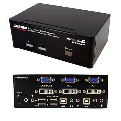 StarTech.com 2 Port DVI VGA Dual Monitor KVM Switch USB with Audio