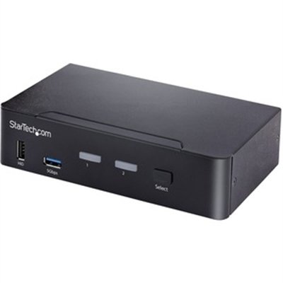 StarTech.com USB C KVM Switch, 2 Port KVM DisplayPort Switch w/ 4K 60Hz/3.5mm Audio/USB 3.2 Gen1 Hub