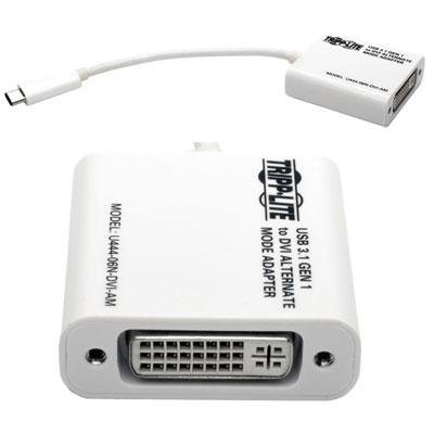 Tripp Lite USB C to DVI Video Adapter Converter 1080p, M/F, USB-C to DVI, USB Type-C to DVI, USB Type C to DVI 6in - external video adapter - white