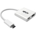 Tripp Lite USB C to HDMI Video Adapter Converter 4Kx2K w/ USB-C PD Charging Port, USB-C to HDMI, USB Type-C to HDMI, USB Type C to HDMI 6in - external video adapter - white