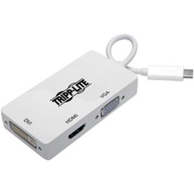 Tripp Lite USB Type-C (USB-C) to HDMI/DVI/VGA All-in-One Converter Adapter, Thunderbolt 3 Compatible, Ultra HD 4K x 2K (3840 x 2160) @ 30 Hz, USB C, USB Type C - external video adapter - white