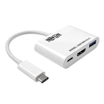 Tripp Lite USB C to HDMI Multiport Video Adapter Converter 1080p w/ USB-A Hub & USB-C PD Charging, Thunderbolt 3 CompatibleUSB Type C to HDMI, USB-C to HDMI, USB Type-C to HDMI - external video adapter - white