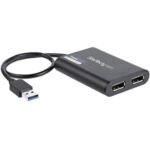 StarTech.com USB 3.0 to Dual DisplayPort Adapter, 4K60Hz, Dual DP Display Adapter, Mac/Windows