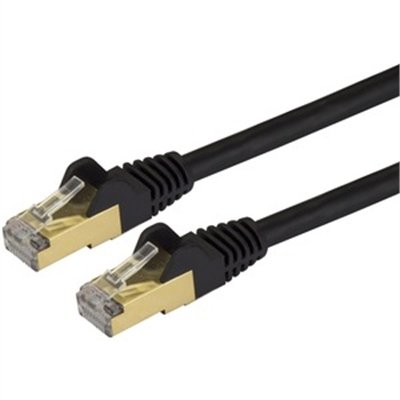 StarTech.com 12 ft CAT6a Ethernet Cable - 10 GbE Shielded Snagless RJ45 100W PoE Patch Cord - Black