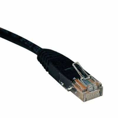 7 ft. Category 5E patch cable, black, RJ45 male & female connectors, molded strain relief design, 350 MHZ.